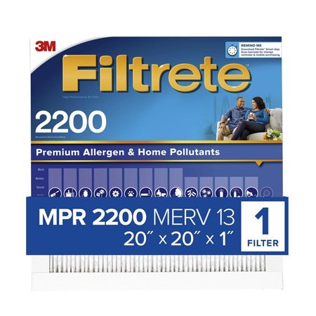 3M Filtrete 20 in. W X 20 in. H X 1 in. D Fiberglass 13 MERV Pleated Allergen Air Filter EA02DC-6